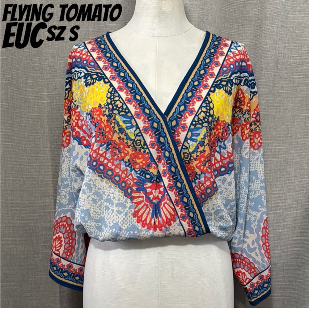 Flying Tomato|Anthropologie|S-Boho 3/4 Wide Sleeve Kimono Style Blouse--EUC